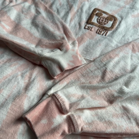 Pink Tie-Dye Disney World Spirit Jersey w/ rose gold puff ink lettering Small - Picture 3 of 8